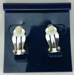 Vintage CAROLEE Clip On EARRINGS Silvertone Enamel on Orig Card Carol Lee NOS