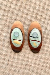 Vintage 1958 Mid-Century Copper Necklace & 2 Copper & Enamel Earring Set* Estate