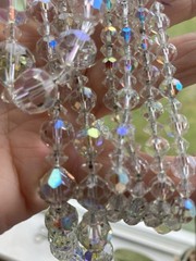 Aurora Borealis Crystal Necklace 2 Strand 25″ 31″ Vintage Chain Strung GF Clasp