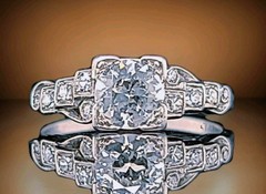 Platinum Vintage Engagement Ring 0.80ct.Natural Old Euro Round Diamond 1920’S