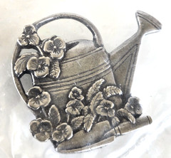 Vintage 2000 Birds & Blooms Floral Watering Can Pewter Pin 1-3/16″ in Sealed Bag