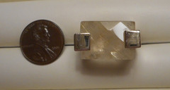 Vintage Modernist Sterling 925 & Faceted Rutilated Quartz Ring 15.1g Size 8