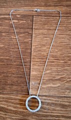Vintage Estate Sterling Silver Oval Pendant Necklace With CZ Stones!! 4 Grams!!