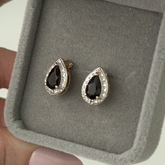 Ross Simons 925 Sterling Silver Gold Vermeil Smoky Quartz Diamond Stud Earrings