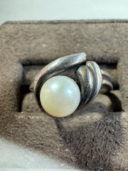 Vintage CJC Sterling silver Pearl ring, size 5.50