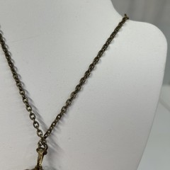 Vintage Large Brown Smoky Quartz Color Cushion Cut Pendant Necklace Gold Tone