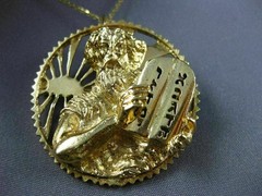 ANTIQUE 14KT YELLOW GOLD HANDCRAFTED MOSES TEN COMMANDMENTS PIN / PENDANT #3665