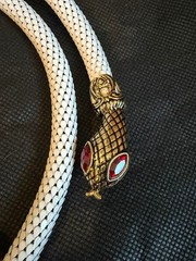 Vintage New Old Stock DL Auld White Mesh Snake with Red Eyes Necklace/Belt