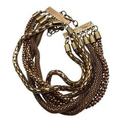 Vintage Multi-Strand Gold-Tone Bracelet – Textured Chain Layers, Toggle Clasp
