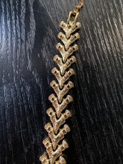 Vintage Marvella Textured Gold Tone Chevron Panel Bracelet