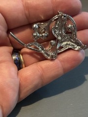 Vintage Adoration Floral Brooch Sarah Coventry Design 1968 Rhinestone Pearl