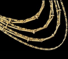 Vintage LISNER 7-Strand Link Necklace GOLDTONE 14-17″ BOHO CHIC Cocktail GYPSY