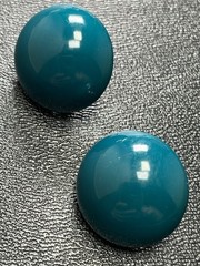 Vintage Teal Green Enameled Round Retro Earrings