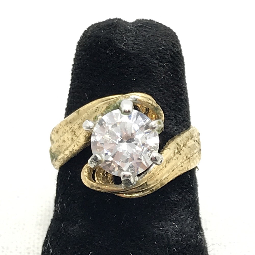 Vintage 18KT GE Gold Plated & Cubic Zirconia in Bold Look Ring varied sizes