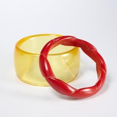 Vtg Plastic Acrylic Resin Lucite Red Yellow Brown Black Bangle Bracelet 8pc Lot