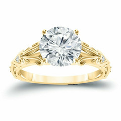 1.5Ct Round Lab-Created Diamond Solitaire Engagement Ring 14K Yellow Gold Plated