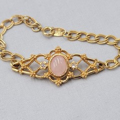 Vintage Avon Rose Quartz Bracelet Gold tone 7″
