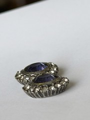 Vintage Purple Rhinestone Halo Stud Earrings, Silver Tone Round Faceted Crystal