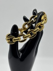 Vintage 1980s Bracelet Chunky Bold Chic Geometric Gold-Tone Metal Links Unsigned