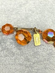 HATTIE CARNEGIE Signed Orange AB UV GLOW Glass Bead Necklace VTG 17.75” 41g HTF