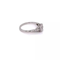 Vintage Art Deco Lab Created Diamond Filigree 14K White Gold FN Engagement Ring