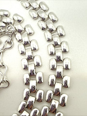 Vintage Anne Klein Silver Tone Panther Link Choker Necklace Tank Track 18″ AK