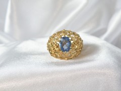 Ross Simons Sterling Silver 925 Gold on Simulated Tanzanite Filigree Ring Size 6