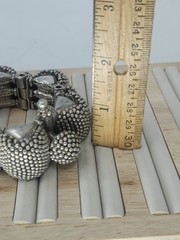 Antique Rajasthan Tribal Sterling Silver Granulated Bracelet 290g Handmade 6.75