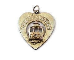 Vintage San Francisco Heart Charm w/Street Trolley or Streetcar Sasco Sterling