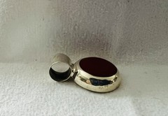 Red Gemstone Pendant From Mexico 925 Silver 3/4 Inches Long 1/2 Inch Wide ￼￼