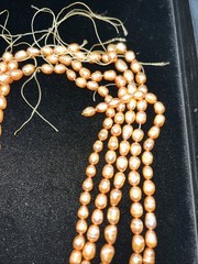 5 Vintage Peach Freshwater Pearl Strands 26 Inches Long