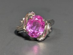 Vintage Clark & Coombs Sterling Silver Pink Topaz Ring Size 5.75