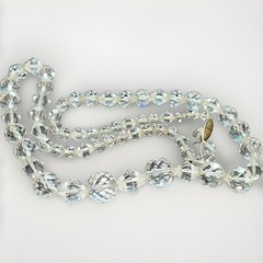 Hand Strung Glass/ Crystal? Faceted Beads White / Clear Graduated Necklace