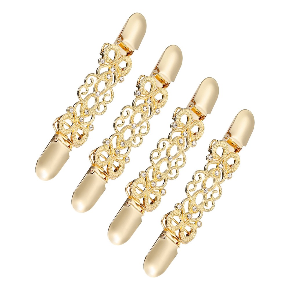 4 Pack Retro Zinc Alloy Sweater Dress Clips Cardigan Collar Clips Gold