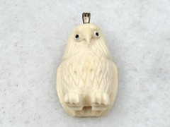 Vintage 10k Gold Hand Carved White Owl Pendant Wise Owl Masterful Artisan