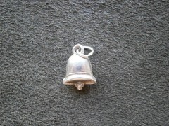 Small Plain Simple Bell Vintage Puffed Sterling Silver Bracelet Charm Pendant