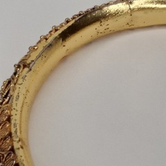 Vintage Face Clad Gold Bangle Ornate Filigree Bracelet Boho Chic Marked F.C.