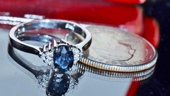 14k white gold sz 7.75 ring 1.00ct natural, treated sapphire diamond 3.30g N3397