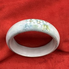 Vtg Floral Handpainted Porcelain Bracelet Cuff. Signed ISA. See pics.