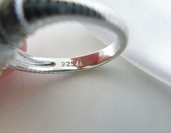 Vintage Sterling Silver 925 Large Champagne Gemstone Cable Ring Size 7