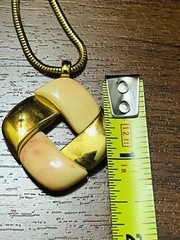TRIFARI Signed Peach & Gold Set Pendant 20” Necklace & Earrings Vintage 60’s