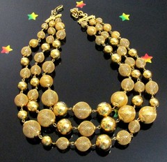 VTG Runway Luxe Multistrand GP Mesh Caged Bead MONET Weighty Necklace 170g