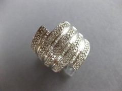 LARGE 1.52CT DIAMOND 14KT WHITE GOLD ROUND & BAGUETTE MULTI ROW ANNIVERSARY RING