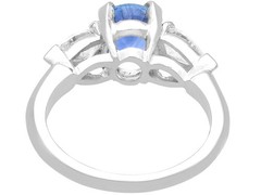 Vintage 1.83Ct Sapphire and 0.66Ct Pear Diamond Platinum Ring Circa 1980