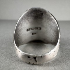 Vintage Sterling Silver 925 Oxidized Boho Etched Wide Round Domed Ring Size 7.75
