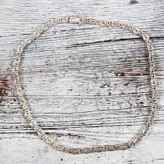 VINTAGE TENNIS BRILLIANT CZ STERLING SILVER 925 CHAIN NECKLACE 17 1/2″ STUNNING