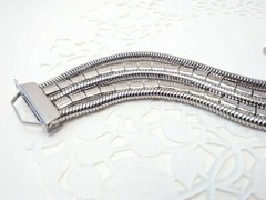Elegant Vintage 5 Strand Silver Tone Snake Style Chain Bracelet safety chain