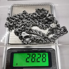 Vintage 925 Sterling Silver Chain Necklace Bracelet Signed 28.28g 23.4in 0.24in