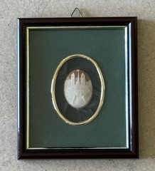 Vintage Carved Italian Shell Souvenir Cameo – The Spanish Steps, Rome – Framed