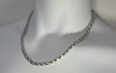 Vtg ITALY 925 Sterling Silver Modernist Barrel Shaped Necklace UNISEX 18” 22.89g